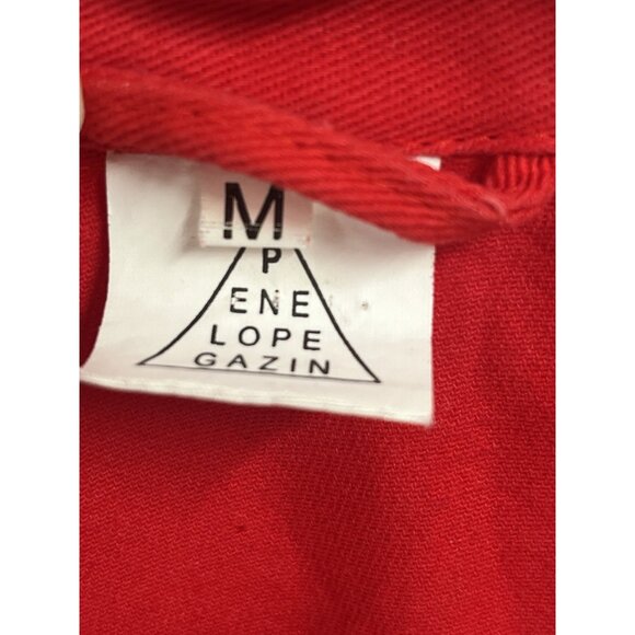 Penelope Gazin Jumpsuit Red Cotton Boliersuit Coveralls Yes No Sz Meduim - Picture 3 of 5